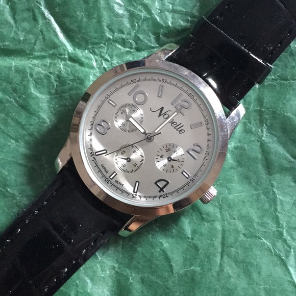 Novelle black faux leather watch - Picture 5 of 8